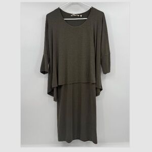 Soft Surroundings Dress Women XS Gray Green Midi Lagenlook Boho Comfy Stretch
